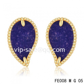 Imitation Van Cleef & Arpels Sweet Alhambra Leaf Yellow Earrings,Lapis Lazuli